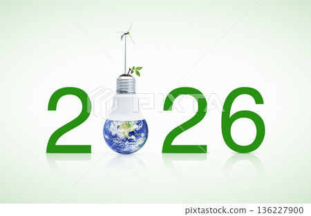 Happy new year 2026 green ecology and saving energy concept, Elements of this image furnished by NASA Happy new year 2026 green ecology and saving energy concept, Elements of this image furnished by NASA 136227900