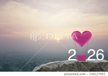 Happy new year and Valentines day 2026 concept 136227901