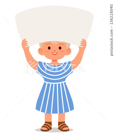 Blonde girl holding a blank sign above her head 136228040