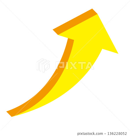 Simple illustration of an arrow pointing upwards on a white background 136228052