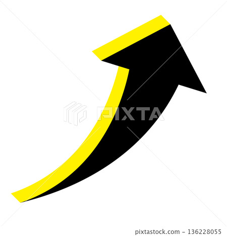 Simple illustration of an arrow pointing upwards on a white background Simple illustration of an arrow pointing upwards on a white background 136228055