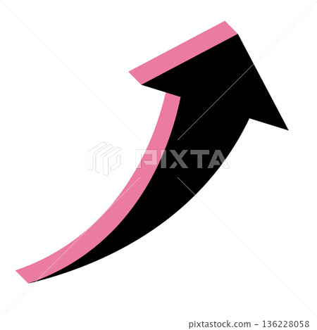 Simple illustration of an arrow pointing upwards on a white background Simple illustration of an arrow pointing upwards on a white background 136228058
