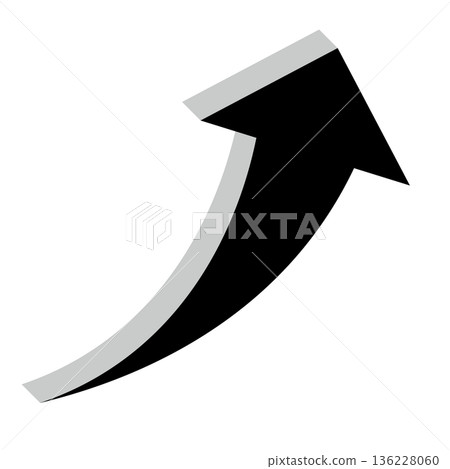 Simple illustration of an arrow pointing upwards on a white background 136228060
