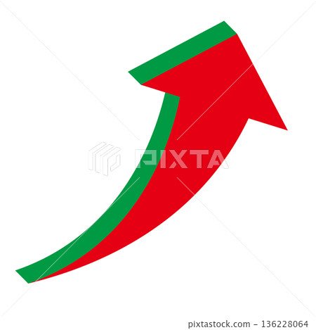 Simple illustration of an arrow pointing upwards on a white background 136228064