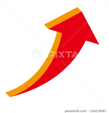 Simple illustration of an arrow pointing upwards on a white background Simple illustration of an arrow pointing upwards on a white background 136228067
