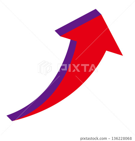 Simple illustration of an arrow pointing upwards on a white background 136228068
