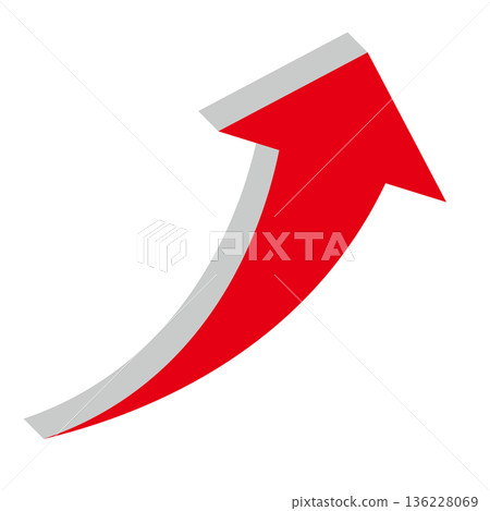 Simple illustration of an arrow pointing upwards on a white background Simple illustration of an arrow pointing upwards on a white background 136228069