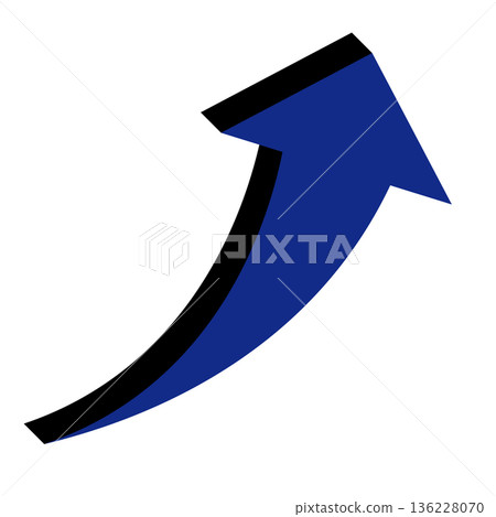 Simple illustration of an arrow pointing upwards on a white background Simple illustration of an arrow pointing upwards on a white background 136228070