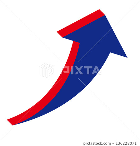 Simple illustration of an arrow pointing upwards on a white background Simple illustration of an arrow pointing upwards on a white background 136228071
