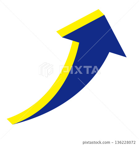 Simple illustration of an arrow pointing upwards on a white background 136228072