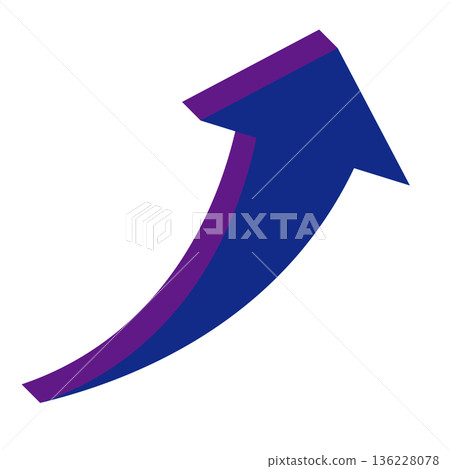 Simple illustration of an arrow pointing upwards on a white background 136228078