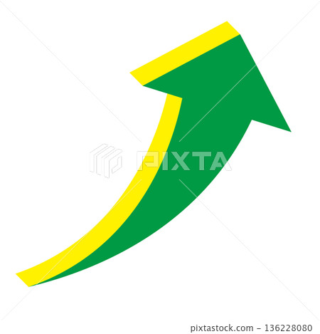 Simple illustration of an arrow pointing upwards on a white background 136228080