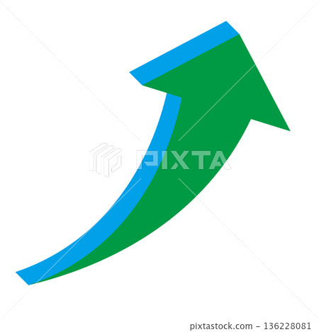 Simple illustration of an arrow pointing upwards on a white background Simple illustration of an arrow pointing upwards on a white background 136228081