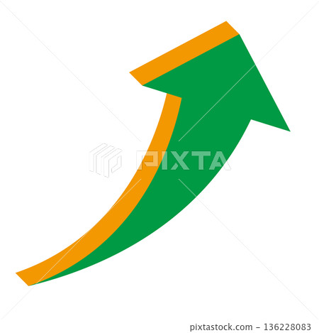 Simple illustration of an arrow pointing upwards on a white background 136228083