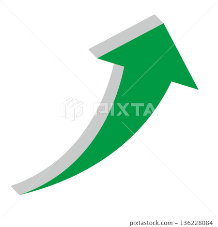 Simple illustration of an arrow pointing upwards on a white background 136228084