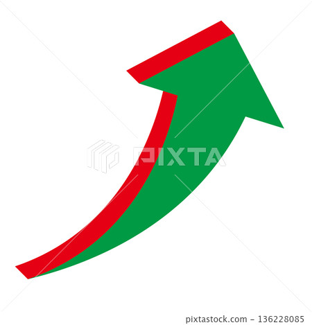 Simple illustration of an arrow pointing upwards on a white background Simple illustration of an arrow pointing upwards on a white background 136228085