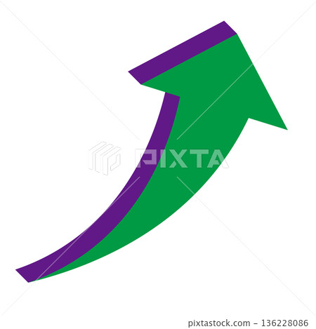 Simple illustration of an arrow pointing upwards on a white background 136228086