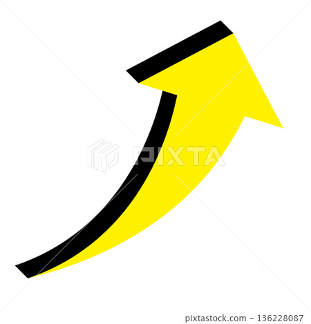 Simple illustration of an arrow pointing upwards on a white background 136228087