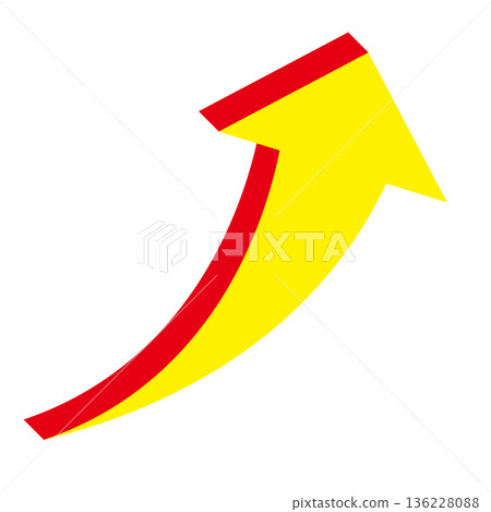 Simple illustration of an arrow pointing upwards on a white background Simple illustration of an arrow pointing upwards on a white background 136228088