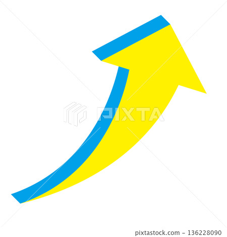 Simple illustration of an arrow pointing upwards on a white background 136228090