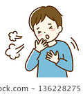 一個男孩咳嗽的插圖 136228275