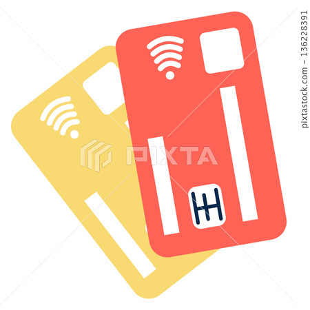 Debit and credit card color icon. Plastic money Debit and credit card color icon. Plastic money 136228391