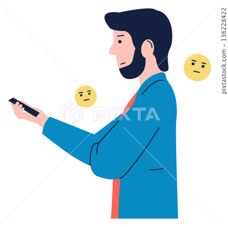 Man chatting on phone. Emotional social communication icon 136228422