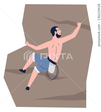 Climbing stone wall color icon. Man mountaineering 136228426
