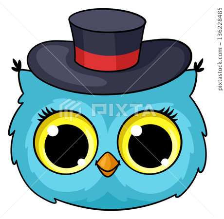 Owl gentleman avatar. Cartoon bird in top hat 136228485