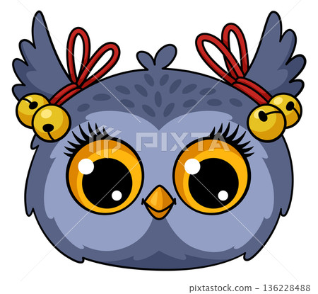 Baby bird cartoon avatar. Forest owl portrait 136228488
