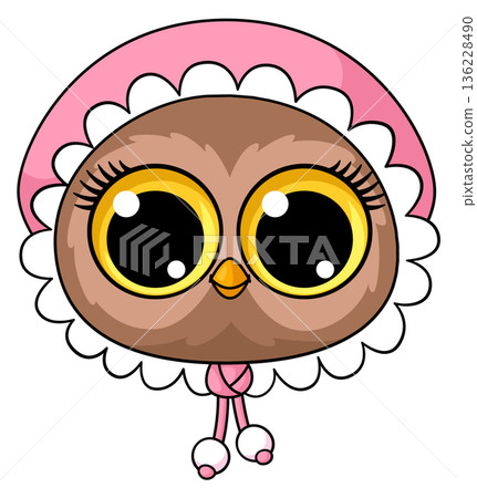 Night owl cartoon avatar. Funny forest bird Night owl cartoon avatar. Funny forest bird 136228490