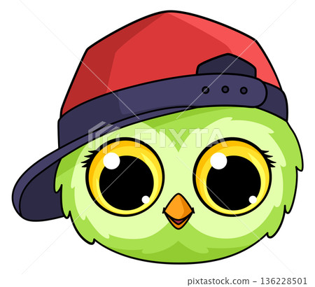 Owl boy mascot. Cartoon wild bird face 136228501