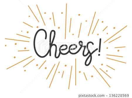 Cheers hand drawn label. Congratulation decorative lettering 136228569