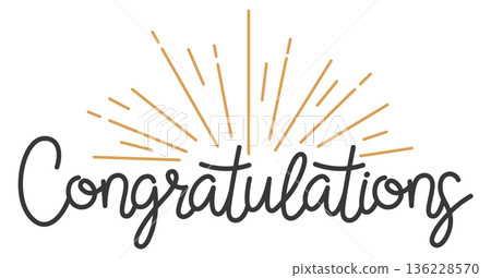 Congratulation hand drawn text label. Greeting lettering sign Congratulation hand drawn text label. Greeting lettering sign 136228570