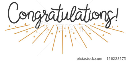 Congratulation hand drawn word. Decorative black calligraphy 136228575