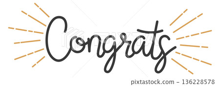 Congrats lettering. Handwritten slogan for congratulation card design 136228578