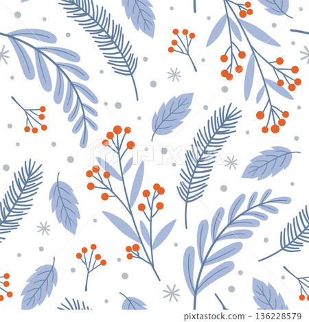 Floral pattern. Decorative botany seamless textile ornament 136228579