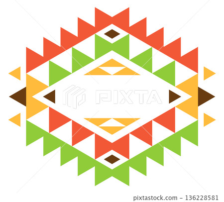 Ornate native american style logo. Color template 136228581
