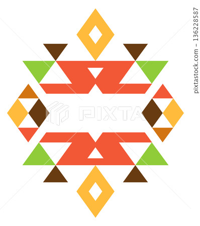 Tribal motif label in colorful mexican indian style 136228587