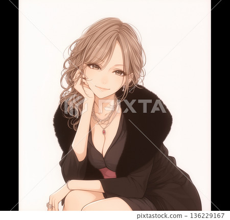 Girl manga lounge girl illustration 136229167