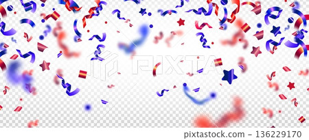 American confetti border with red and blue ribbons American confetti border with red and blue ribbons 136229170