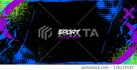 Dynamic grunge sporty background, brush strokes 136229185