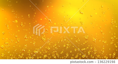 Golden beer with bubbles closeup realistic texture 136229198