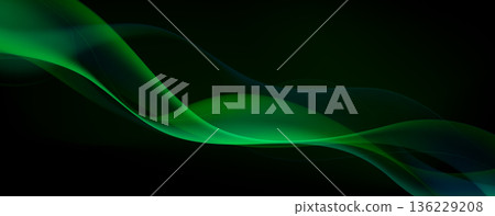 Dynamic green waves flow with neon glowing light 136229208