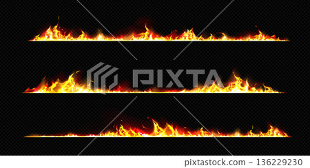 Burning edge set with fire and smoke Burning edge set with fire and smoke 136229230