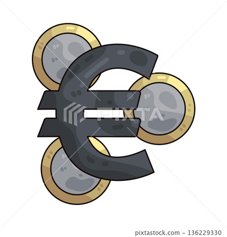 Illustration of euro  136229330
