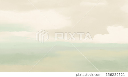 【柔和的天空和地平線插圖背景】舒緩的留白素材，色彩漸變淺淡 136229521