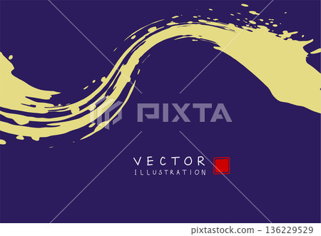 Abstract ink background. Chinese calligraphy art style, yellow paint stroke texture on blue paper. Abstract ink background. Chinese calligraphy art style, yellow paint stroke texture on blue paper. 136229529