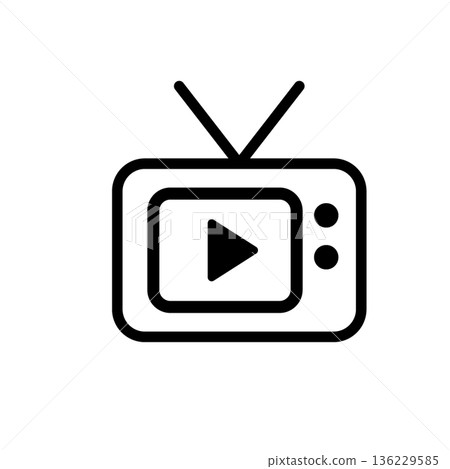 電視和播放按鈕圖標 136229585