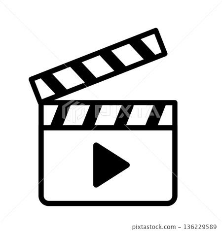 Clapperboard icon painted 136229589